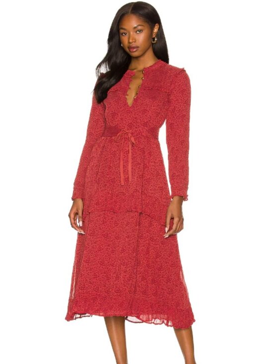 Cleobella Dresses & Skirts - Cleobella Iris Midi Dress Red Women's Size XS NEW Tiered Ruffle Party Evening